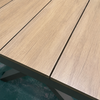 Garden Table Set, Outdoor Dining Set, BBQ Table, 75cm, Rectangular, Wood Composite Material, 4-Piece Set