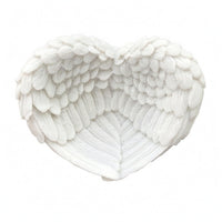 Heart-Shaped Resin Dish Jewelry Tray Feather-Textured Holder Decorative Wing-Shaped Resin Bowl