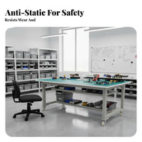 Anti Workbench High Load Capacity Mobile Workbench on Wheels Stable and Sturdy Two-Tier Workstation Cart for Technicians, Lab, Auto Shop