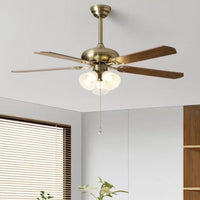 Retro Overhead Fan Light Remote Adjustable Glass Shade Overhead Fan Pull Chain Home Lighting