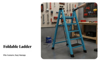 Foldable Folding Step Ladder Space Saving Portable Household Ladder Multi-Functional Lightweight Step Stool Anti-Slip Pedal for Homeowners, Seniors, DIY Enthusiasts, Indoor, Office, Garage, Closet