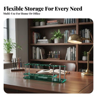 Multi-Hole Fishing Accessories Holder Stable Design 2-Tier Tackle Display Rack Stainless Steel Pillars Acrylic Fishing Rod Stand for Fishermen