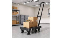 Flatbed Cart with Handle 6-Wheel Foldable Hand Cart Heavy Duty Folding Hand Truck for Office