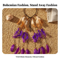 Bohemian Feather Headdress Ethnic Themed Feather Headband Adjustable Bohemian Hairband for Cosplayers, Entertainers, Festivals, Parties, Photo Shoots