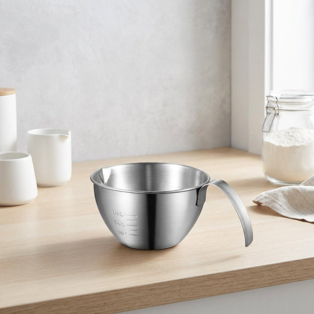 Mixing Bowl and Rice Washer with Handle, 304 Stainless Steel Mesh Rice Strainer, Salad Bowl with Measurement Markings for Adult Meal Prep