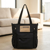 Travel Bag and Tote Bag with Zip for Women, Horizontal Square School Bag with 2 Front Pockets, Versatile Work Bag and Crossbody Bag, 1 Pack