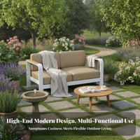 Rust-Resistant Frame Stainless Steel Garden Sofa Long-Lasting Outdoor Sofa and Table Set Water Garden Furniture Set with Table Easy to Clean for Villa Owners, Homeowners, Courtyard, Balcony, Backyard, Poolside