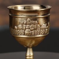 Goblet with Castle Relief Antique-Style Metal Goblet Embossed Goblet for Collectors, Hosts, Themed Parties, Home Bar, Tabletop Decor