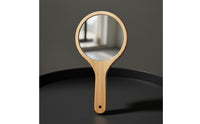 Crystal Clear Wooden Hand Mirror Distortion-Clear Handheld Mirror with Handle Portable Compact for Makeup, Travel, Dorm Room