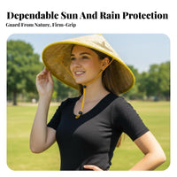 Sun Protection Conical Bamboo Hat Traditional Design Pointed Bamboo Hat water-resistant Woven headwearwear Handmade for entertainers, Outdoor Workers, Stage Performances, Gardening, Cultural ventilation fabrics, Photo Shoots
