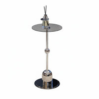 Korean design Round Glass-Top End Table Modern Design Round Glass-Top Pedestal Table Mixed Material Construction Home Furniture Space-Saving for Interior Designers, Homeowners, Renters