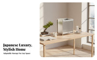 Light Luxury Design Coffee Station Organizer Dust-Proof Storage Drawer Shelf Space Saving Appliance Riser with Storage Versatile for Makeup Users, Apartment Dwellers, Homeowners, Desktop, Office Breakroom, Dorm Room, Bathroom
