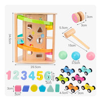 Multiple Activities Rotating Slide Track Toy Interactive Multifunction Wooden Play Set Hand-Eye Coordination Wooden Activity Cube Educational for Toddlers, Preschoolers