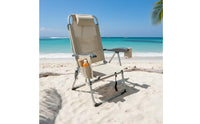 Folding Lounge Chair Low Slung Camping Chair with Headrest Padded for , Beach