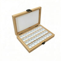 Natural Bamboo Storage Box with Latch Divided Bamboo Box with Lid Hinged Compartment Organizer Compact for Artists, Desktop