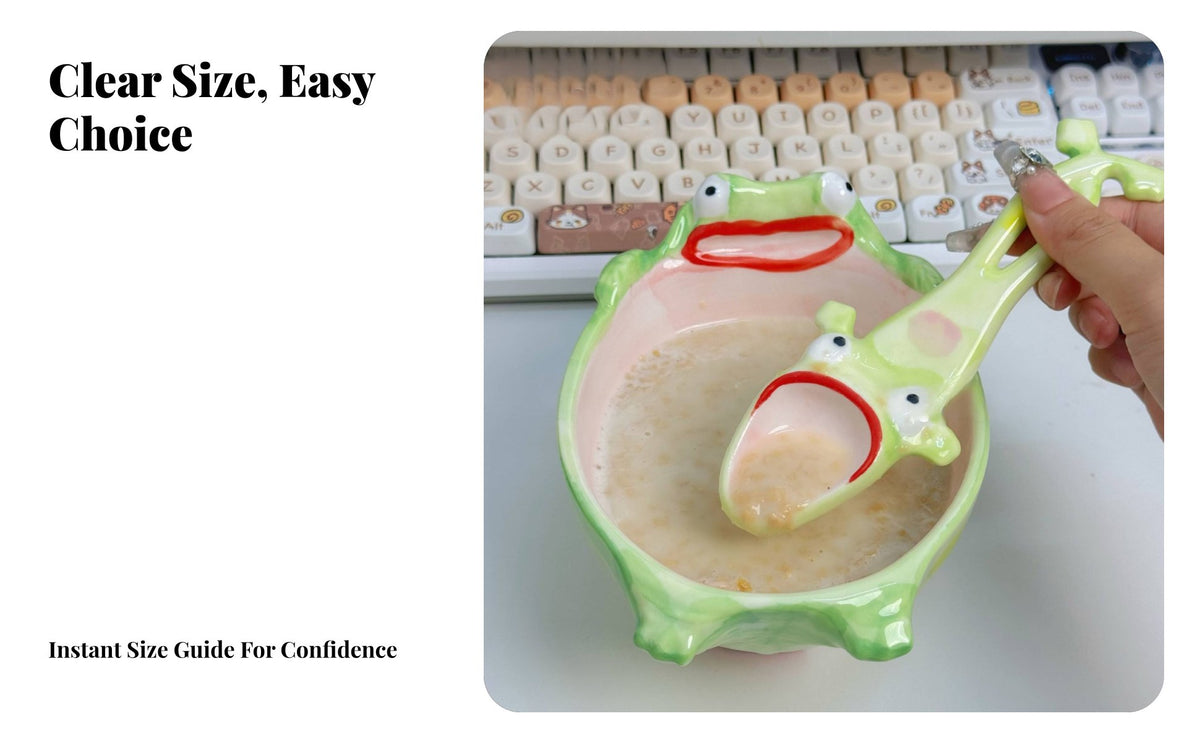 Creative Frog Ceramic Bowl, Cartoon Tableware, Cute Spoon, Birthday Gift
