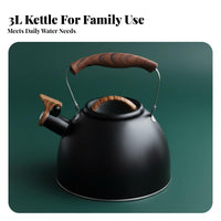 3L Stainless Steel Kettle European Design Whistling Tea Kettle Stovetop Water Boiler Clear Whistle Notification Traditional