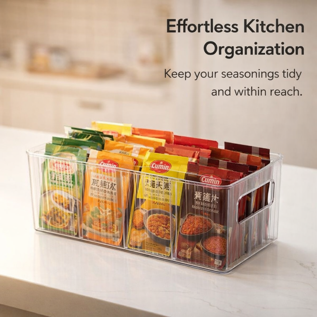 Cabinet Organizer for Housewives with Clear Acrylic Spice Rack Design, Stackable Freestanding for Pantry
