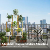 Floor-Standing Multi-Tier Plant Stand Easy to Move Mobile Tiered Planter Stand Rolling casters blossom storage areaSaving for Gardeners, homeowners, Balcony, Living Room, Indoor, Corner