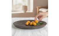 Oval Wooden Tray Handcrafted Oval Serving Tray Platter with Raised Edge for Coffee Table