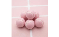 6 Pieces Chemical Fiber Pink Tennis Ball Stitched Seams Fuzzy Tennis Ball Standard Shape