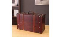 Wooden Storage Suitcase Retro Decorative Vintage Suitcase Distressed Storage Chest with Handle for Photographers, Collectors, Home Decor