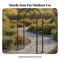 Metal Garden Archway Weather Resistant Wrought Iron Arbor Heavy Duty Metal Garden Arch for Gardeners, Balcony, Courtyard, Patio