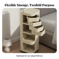 Multifunctional Bedside Storage Cabinet on Wheels Large Capacity Multi-Tier Rotating Organizer Long-Lasting Storage Cart with Wheels for Homeowners, Professionals, Living Room, Bedroom, Bathroom, Kitchen