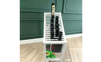 Wheeled Sports Storage Rack with Wheels Freestanding Racket Holder with Basket Large Capacity Sports Equipment Storage Rack Space-Saving for Coaches