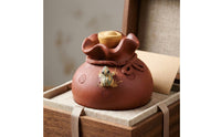 Frog Tea Pet Yixing Clay Drawstring Pouch Figurine Reddish Brown   Figurine