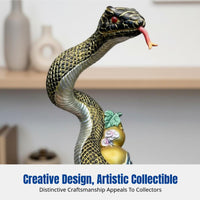Snake Sculpture, Resin Figurine, Office & Living Room Decoration, Chinese Artistic Design