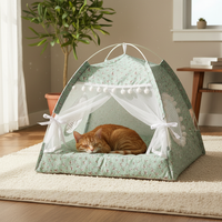 Summer Pet Tent Bed with Cooling Mat for Cats and Small Dogs, Foldable Mosquito-Proof Pet Sleeping Nest