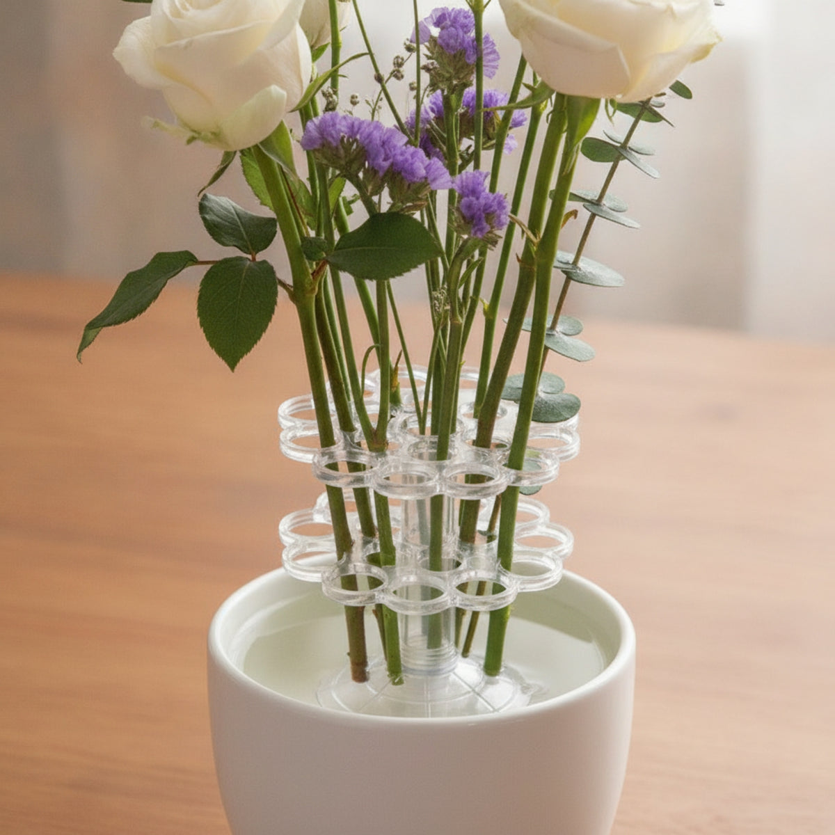 Transparent Clear Flower Arranging Holder Adjustable Flower Holder with Suction Cup Reusable for Florists, Hobbyists, Table Centerpieces, Home Decor