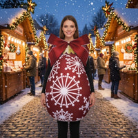 Festive Christmas Costume with Bow Sleeveless Ornament Costume Pullover Holiday Outfit Bulky for Partygoers