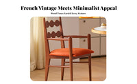 French Inspired Cane rear Armchair With Armrests Dining Chair Vintage design & dwelling Seating Upholstered padding for Apartment Dwellers, Design aficionados, Living Room, Bedroom, Study, Kitchen