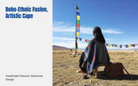 Ethnic Style Cape, Tibetan Travel Outfit, Knitted Shawl for Women, Boho Poncho, Outdoor Scarf