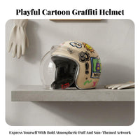 Retro 3/4 Helmet Unisex Vintage Design All Season Guarding Headwear for Men, Street Biking, Road Trips, Outdoor Activities
