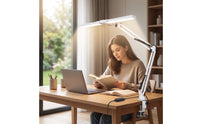 LED Two-headedHead Desk Lamp USB-Powered Desk Lamp with Clamp Flexible Work Light Articulated for Professionals, Students, Crafters, Home Office, Dorm Room