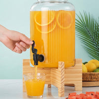 Water Dispenser and Drink Dispenser with Tap, Round Beer Dispenser with Stand and Screw Lid, Large Capacity Beverage Dispenser