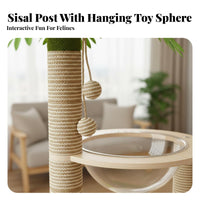 Coconut Tree Feline Condo Transparent Capsule Bed Multilevel Feline Structure with Condo Sisal Sharpening Posts Pet Furniture for Felines, Indoors