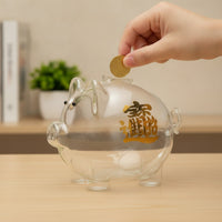 Clear Glass Piggy Bank Transparent Piggy Bank Tabletop Saving Pot Decorative for Children, Children, Room Decor, Desk, Shelf