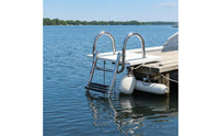 Mirror-Polished Boat Boarding Ladder Non-Slip Treads Folding Boat Ladder Curved Handrails Marine Accessory Cylindrical Frame