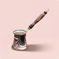 Handmade Turkish Coffee Pot Floral Pattern Copper Cezve