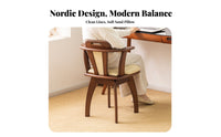 Nordic Design Swivel Spindle Back Chair Minimalist Design Swivel Base Armchair Multi-Purpose Dining Seat Ergonomic Backrest for Telecommuting Workers, Students, Homeowners, Balcony, Home Office, Bedroom, Living Room