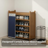 Space-Saving Multi-Level Shoe Cabinet with Curtain Slim Design Footwear Stand Dustproof Storage Rack Easy to Clean for Apartment Dwellers, Homeowners, Families, Entryway, Hallway, Mudroom, Dorm Room