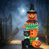 Spooky Pumpkin and Black Cat Inflatable Pumpkin with Black Cat Outdoor Quiet for Yard, Lawn, Porch, Party
