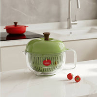 Manual Salad Dryer Centrifugal Salad Dryer with Colander Clear Drain Basket with Handle Multi-Use for Meal Prep