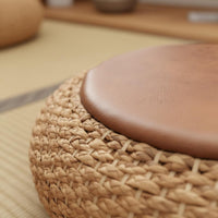 Woven Straw Mat Floor Pillow Artisanal Woven Straw Woven Straw Mat Pillow Straw Meditation Pillow No Assembly Required Round