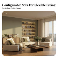 pet-claw resistant sectional Sofa Customizable Layout Sectional Seating Creamy visual appeal Couch Pet accommodating for Small Space Dwellers, Families, residents, Living Room, Lounge Area, Home leisure