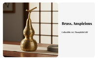 Brass Gourd Decorative Piece Symbol of Prosperity Feng Shui Hulu Figurine Hulu Calabash Figurine Traditional Craftsmanship
